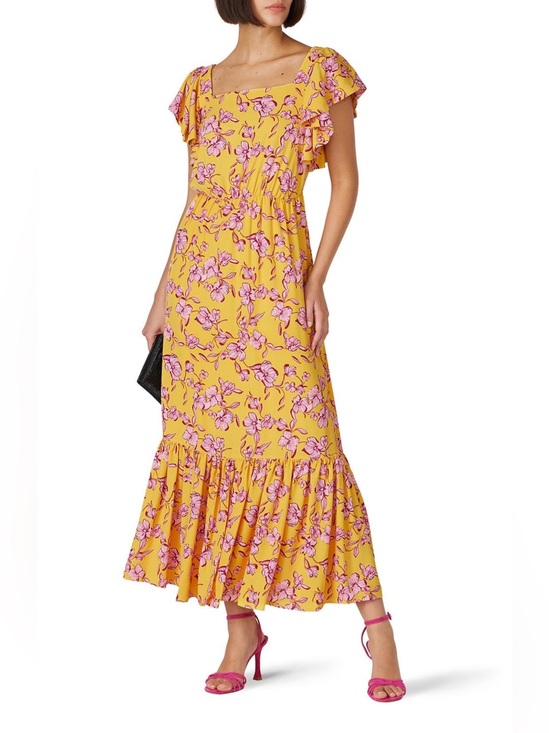 Sachin + Babi Dresses & Skirts - SACHIN & BABI Yellow Flutter Sleeve Floral Maxi Dress